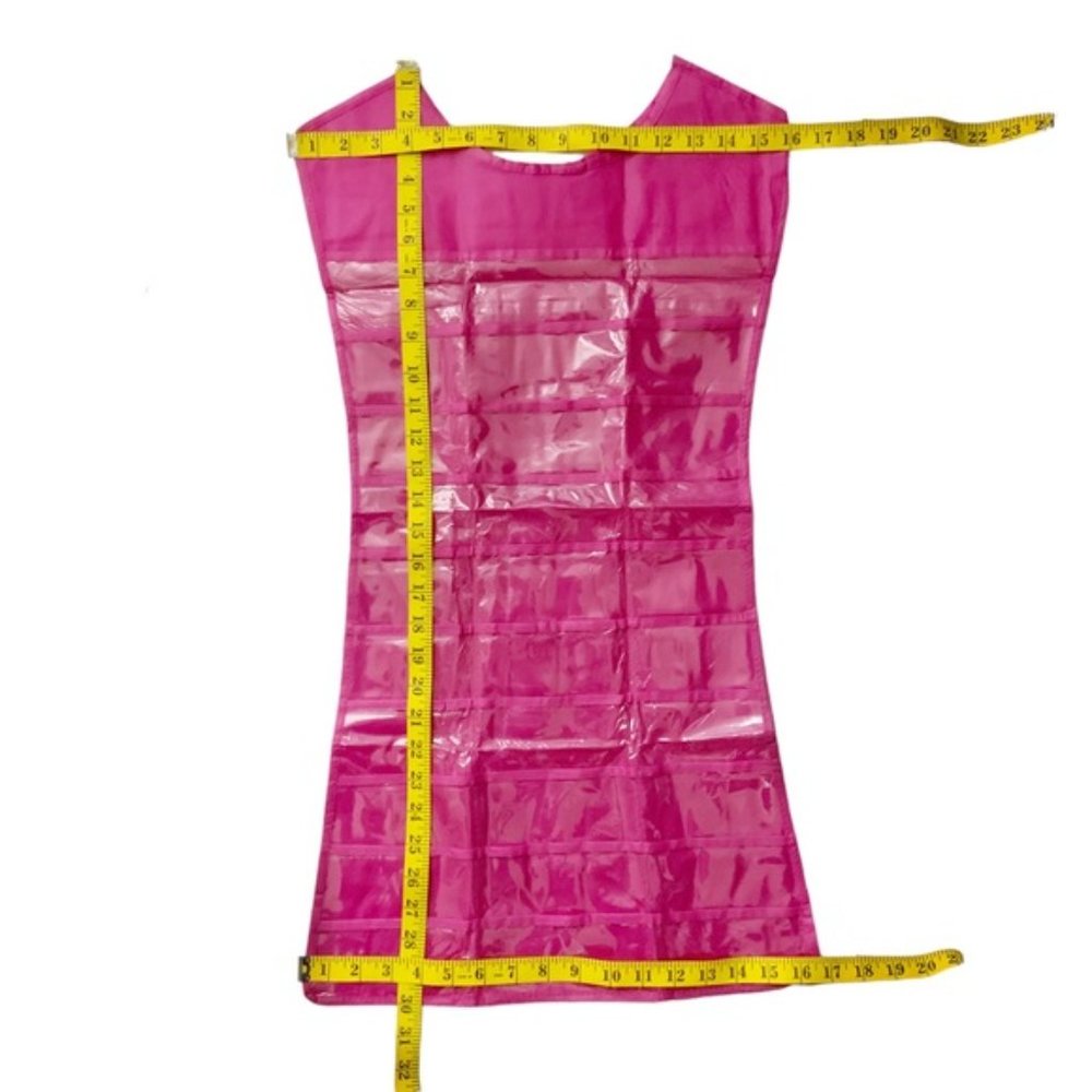 Jewelry Organizer Little Pink Dress Hanging Storage Bag Large 2 Sided Pink - Picture 9 of 16